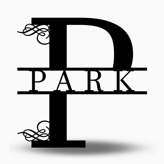 Custom Split Letter P Metal Last Name