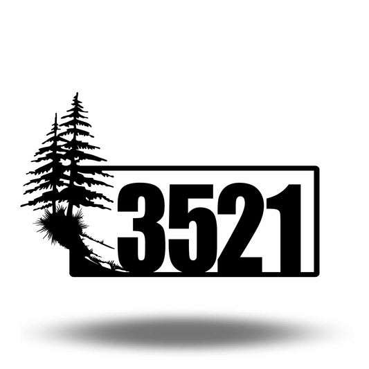 Custom Pine Tree Square Metal Address Sign