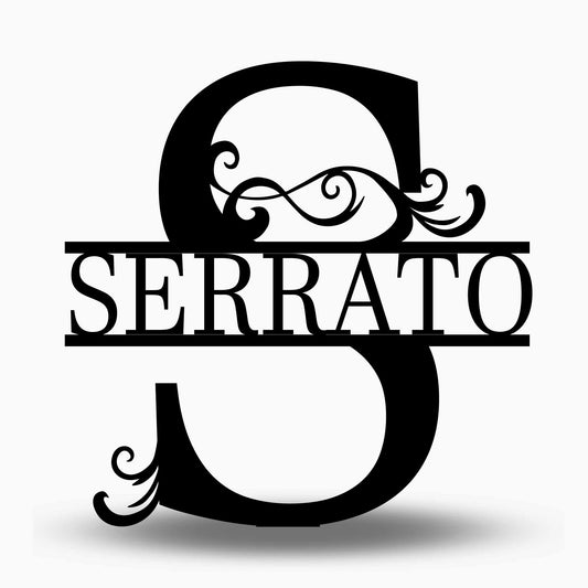 Custom Split Letter S Metal Last Name Sign