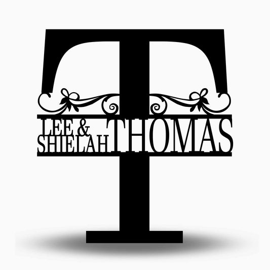Custom Split Letter T Metal First Names and Last Name Sign