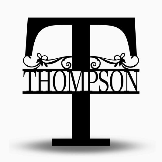 Custom Split Letter T Metal Last Name Sign