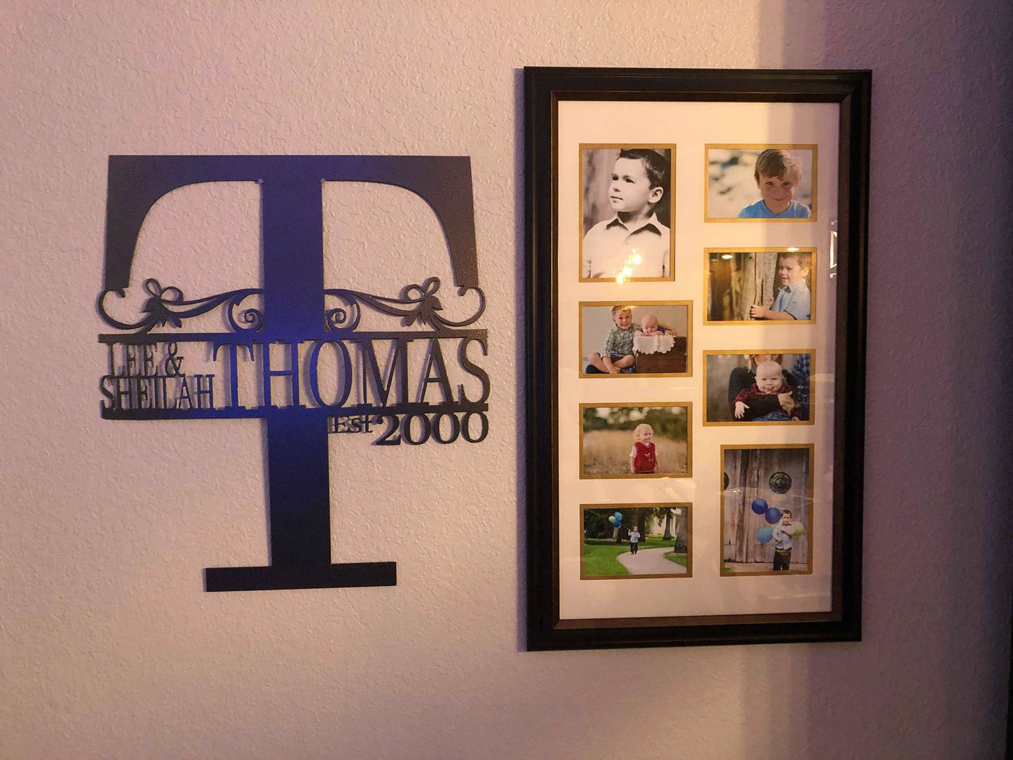Custom Split Letter T Metal First Names and Last Name Sign