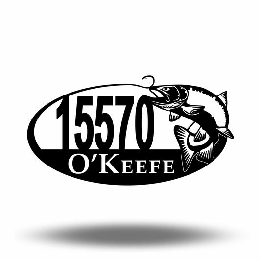Custom Metal Trout Address Sign