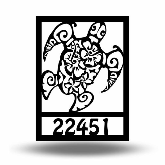Custom Metal Sea Turtle Verticle Address Sign