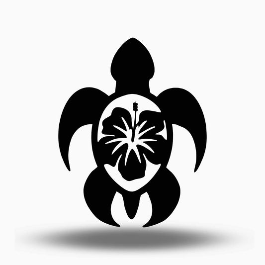 Custom Metal Sea Turtle Hibiscus with 1.75 inch Standoff Mounting Brackets