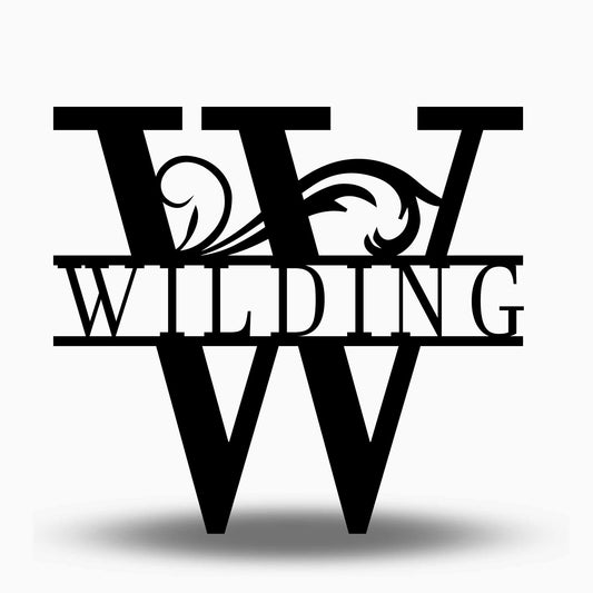 Custom Split Letter W Metal Last Name Sign