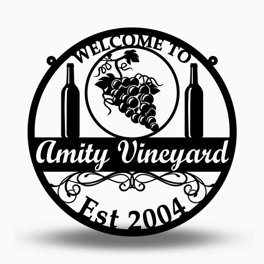 Custom Meal Our Vineyard Last Name Establish Year sign