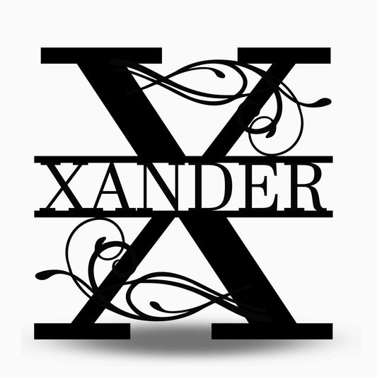 Custom Split Letter X Metal Last Name Sign