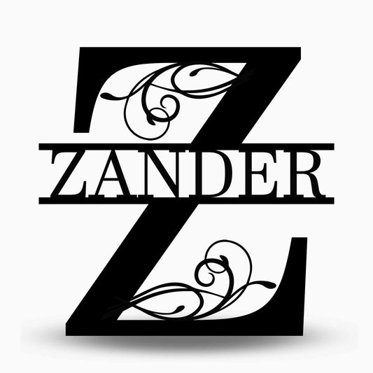 Custom Split Letter Z Metal Last Name Sign