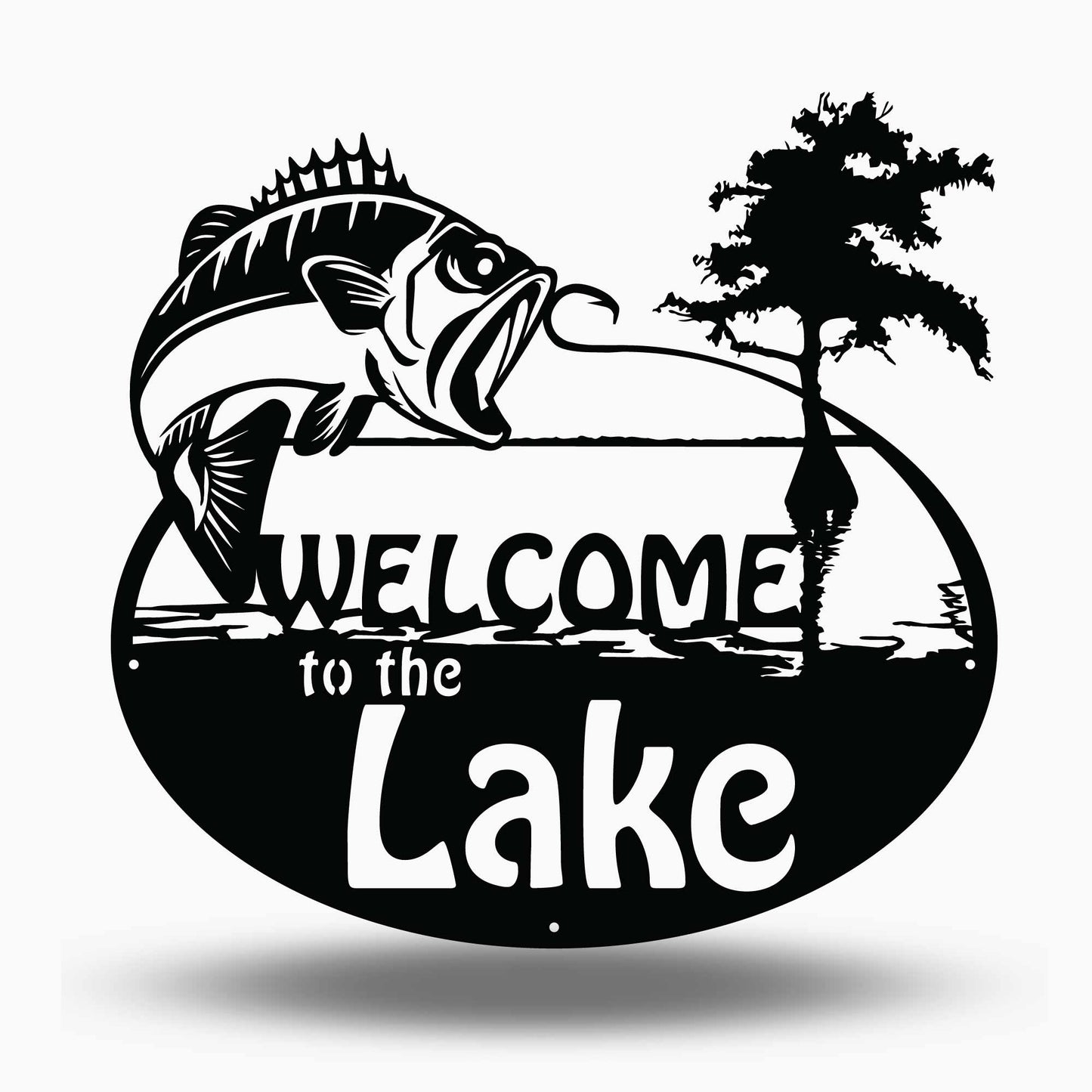 Bass Cypress Tree Welcome to the Lake Property Sign
