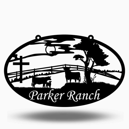 Cow field Ranch Name Sign