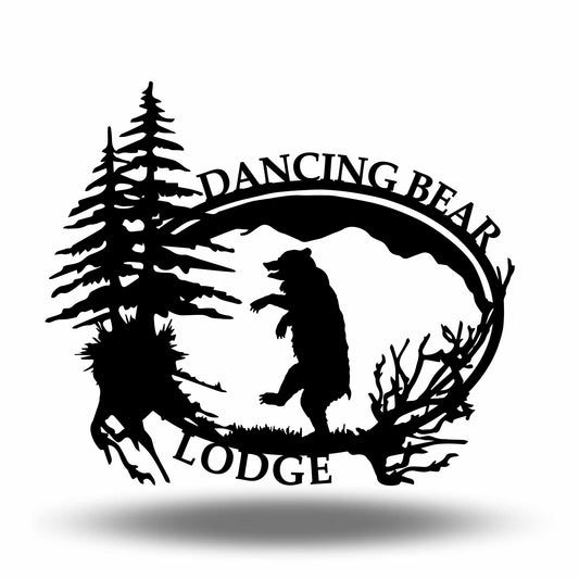 Custom Metal Dancing Bear Property Name and Establish Year Sign