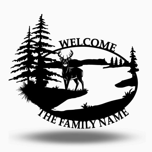 Custom Deer Lake Family Name Sign