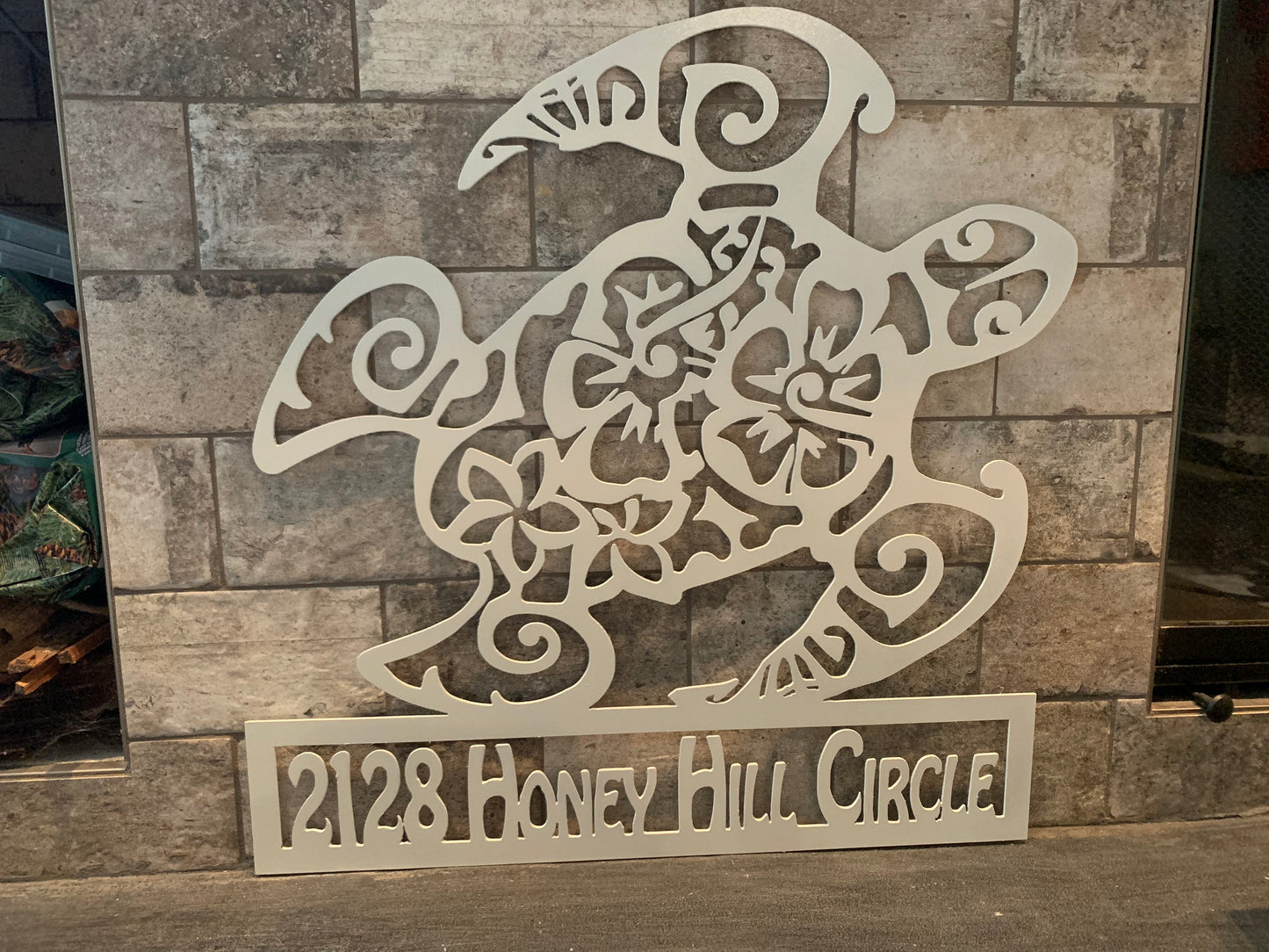 Custom Metal Sea Turtle Horizontal Address Sign