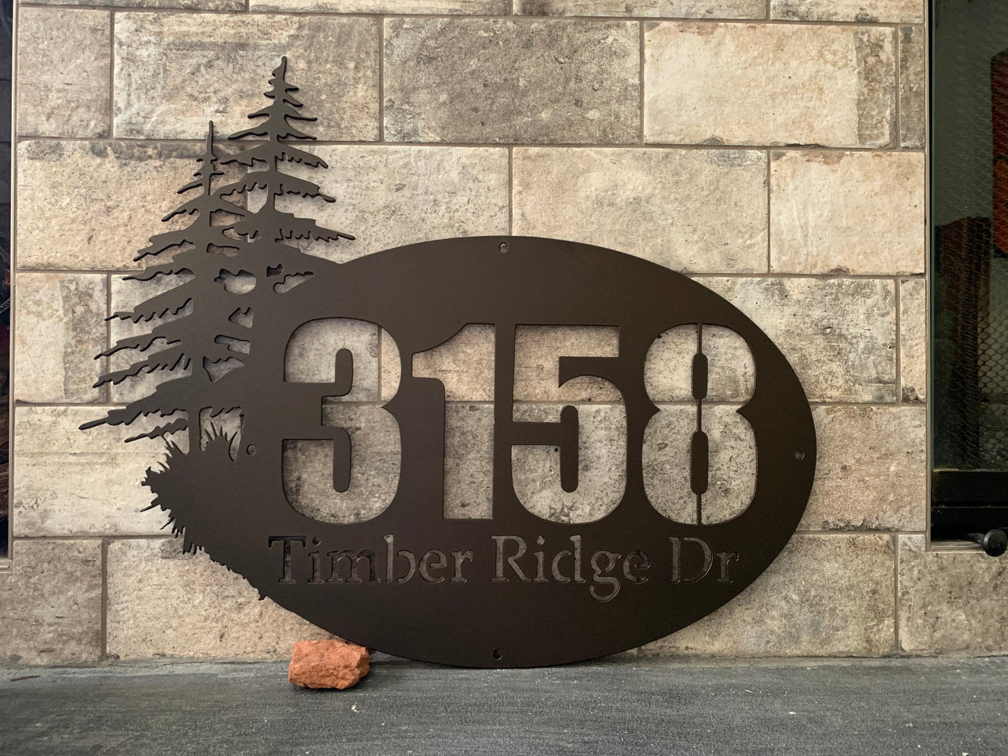 Custom Pine Tree Square Metal Address Sign