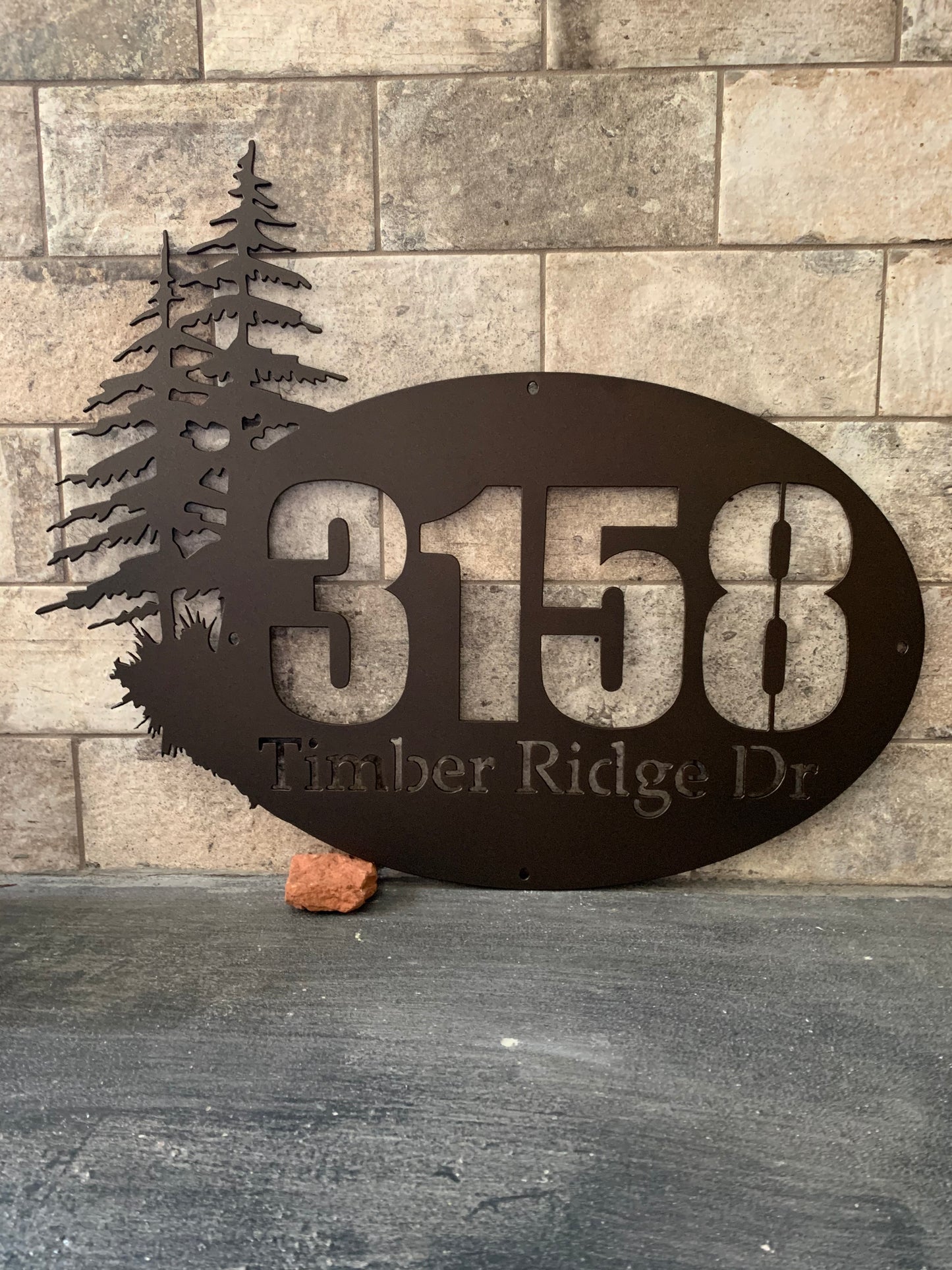 Custom Pine Tree Square Metal Address Sign
