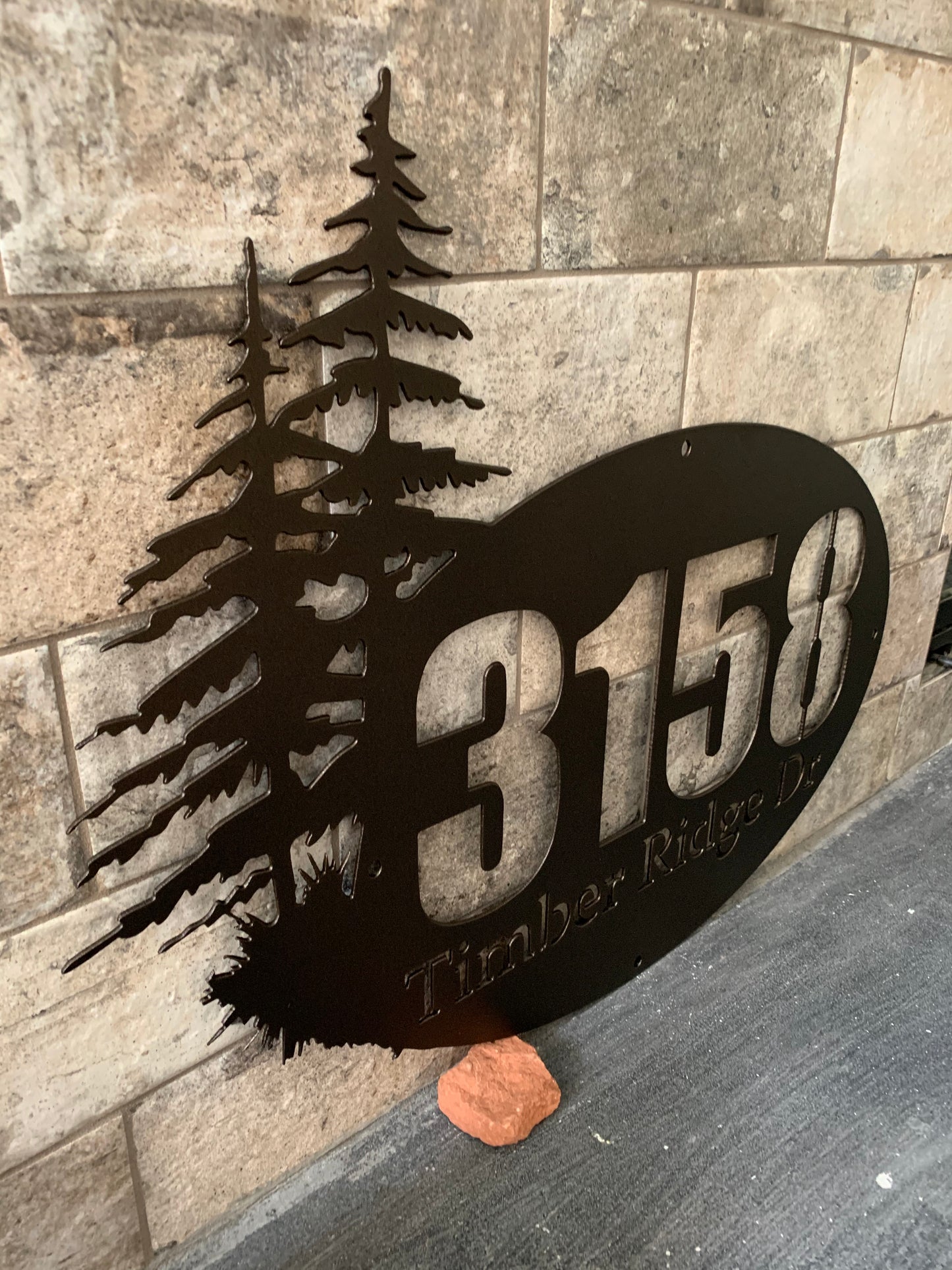 Custom Pine Tree Metal Address Sign