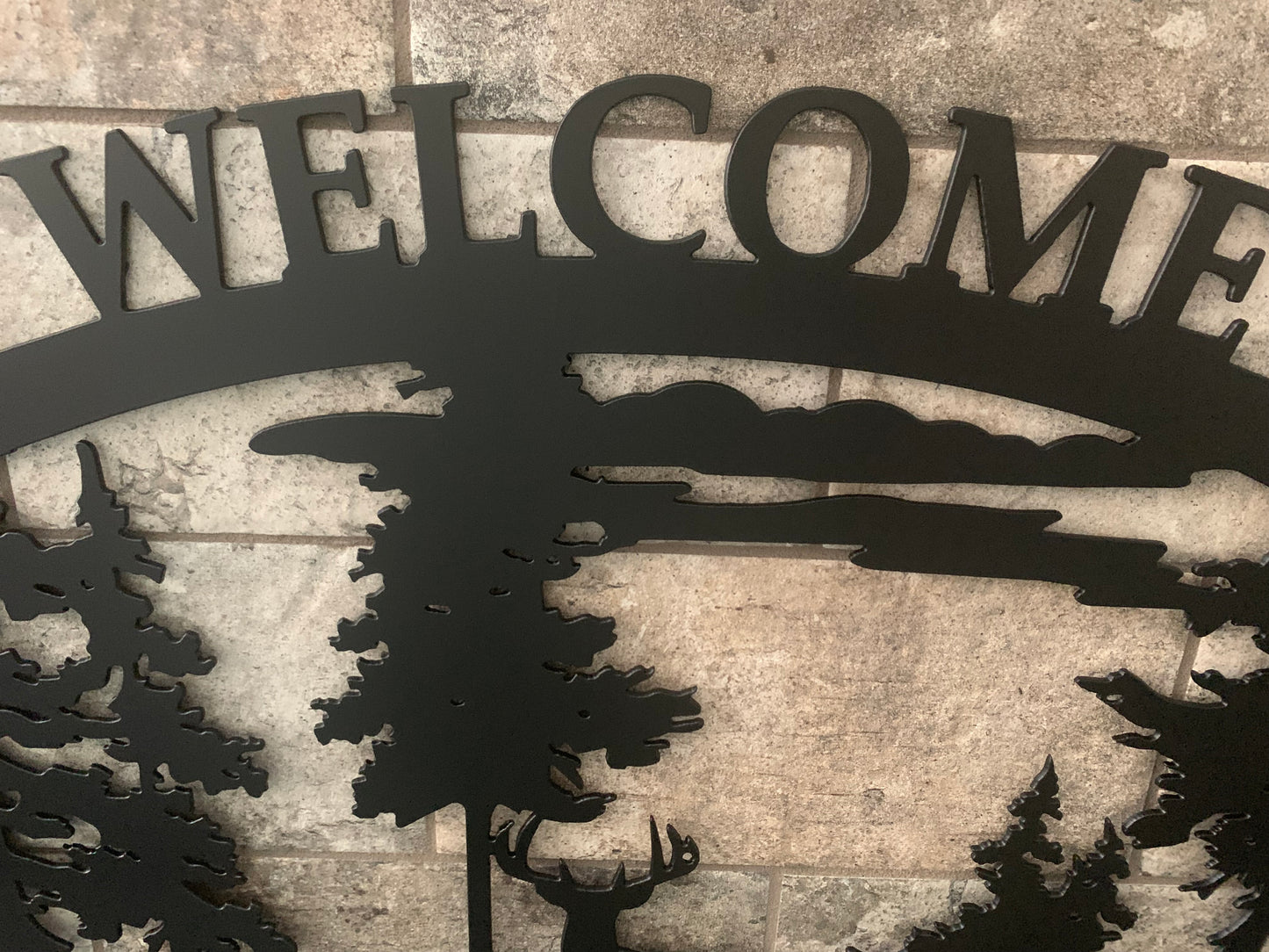 Custom Deer in the Woods Metal Family Name Property Sign
