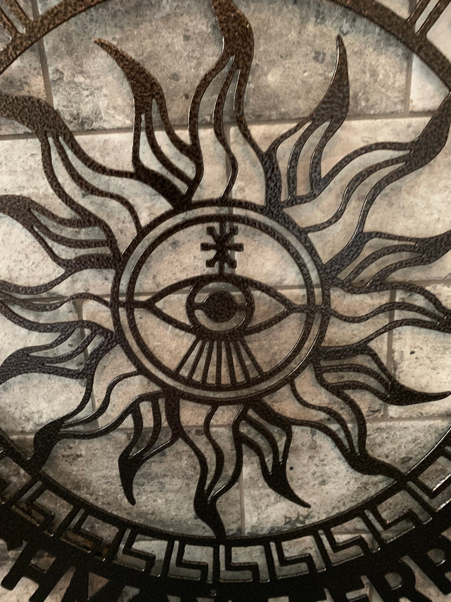 Custom Metal Aztec Sun Eye Address Sign