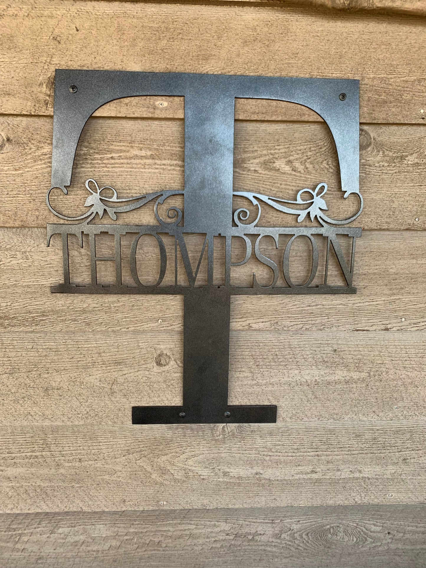 Custom Split Letter U Metal First Names and Last Name Sign