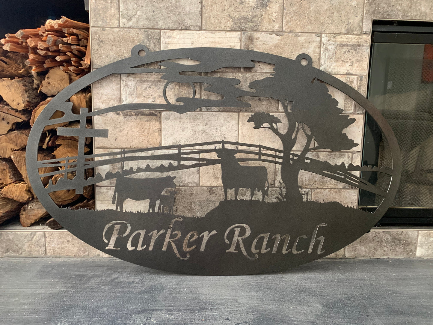 Cow field Ranch Name Sign