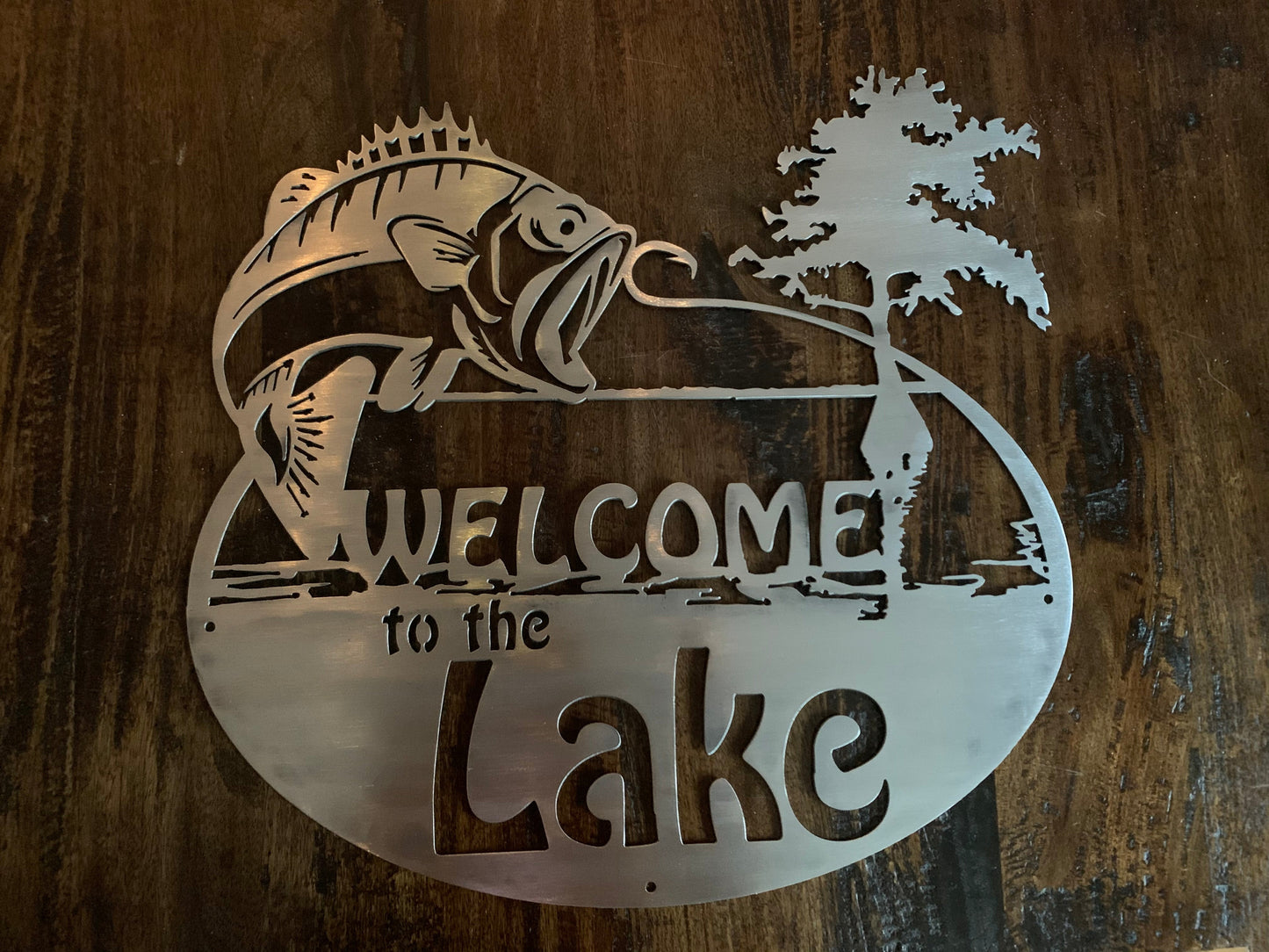 Bass Cypress Tree Welcome to the Lake Property Sign