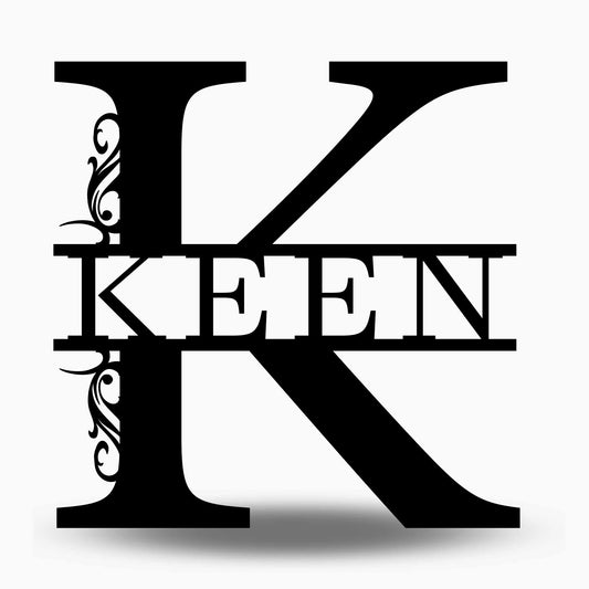 Custom Split Letter K Metal Last Name Sign