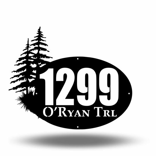 Custom Pine Tree Metal Address Sign
